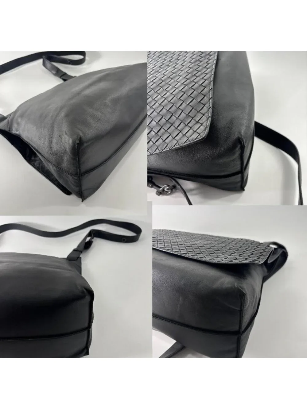 Bottega Veneta Super Shoulder Bag Leather Intrecciato Black